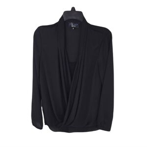 {P Luca Milano} Women's Black Front Wrap Tank Blouse - Size MEDIUM